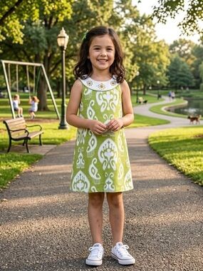 Gymboree Green and White Printed Sleeveless Dress